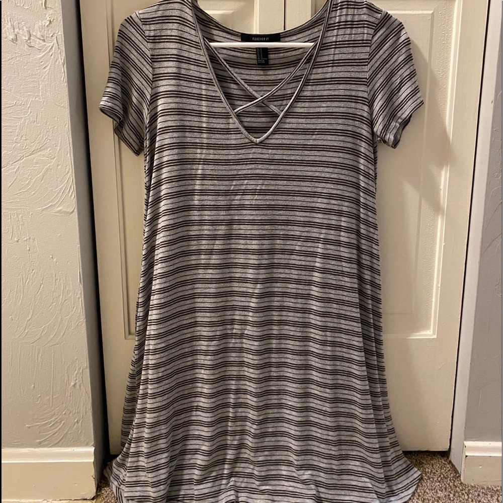 Black/gray striped dress